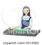 Poster, Art Print Of Girl Nun Keyboard Illustration