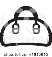 Clipart Of A Black And White Hand Bag Royalty Free Vector Illustration