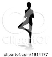 Poster, Art Print Of Yoga Pilates Tree Pose Woman Silhouette On A White Background