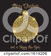 Poster, Art Print Of Christmas And New Year Background With Glittery Bauble Design