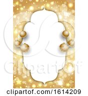 Poster, Art Print Of Golden Christmas Background With Gold Hanging Baubles