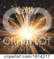 Poster, Art Print Of Happy New Year Background With Clock Face And Firework Effect
