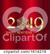 Poster, Art Print Of Happy New Year Background With Gold Lettering And Snowflake Design