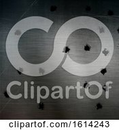 Poster, Art Print Of Bullet Holes In A Scratched Metal Surface