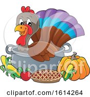 Poster, Art Print Of Turkey Bird In A Pot With Foods