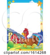 Poster, Art Print Of Border Of A Running Turkey Bird Through A Barnyard