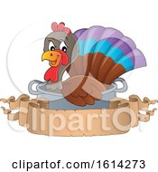 Poster, Art Print Of Turkey Bird In A Pot With A Blank Banner
