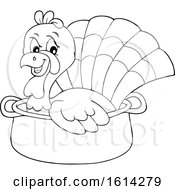 Poster, Art Print Of Lineart Turkey Bird In A Pot