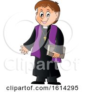 Clipart Of A Happy Priest Royalty Free Vector Illustration