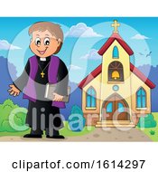 Poster, Art Print Of Happy Priest Outside A Church