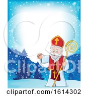 Poster, Art Print Of Snowy Border With Saint Nicholas Waving