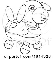 Clipart Of A Lineart Puppy Dog Toy Royalty Free Vector Illustration