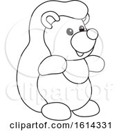 Clipart Of A Lineart Hedgehog Toy Royalty Free Vector Illustration