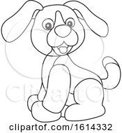 Clipart Of A Lineart Puppy Toy Royalty Free Vector Illustration
