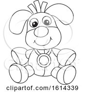 Clipart Of A Lineart Dog Toy Royalty Free Vector Illustration