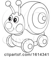 Clipart Of A Lineart Snail Toy Royalty Free Vector Illustration
