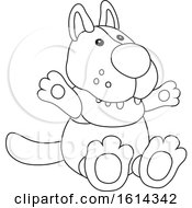 Clipart Of A Lineart Wolf Toy Royalty Free Vector Illustration