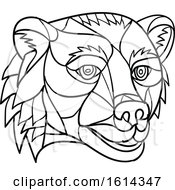 Poster, Art Print Of Black And White Low Polygon Grizzly Bear Mascot Head