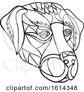 Poster, Art Print Of Black And White Low Polygon Labrador Retriever Dog Mascot Head
