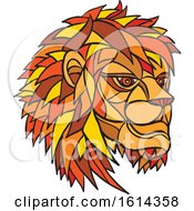 Poster, Art Print Of Low Polygon Male Lion Mascot Head