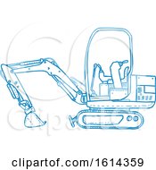 Clipart Of A Blue Mechanical Digger Machine Royalty Free Vector Illustration