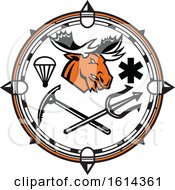 Moose Mascot Inside Compass Land Sea And Air Emergency Rescue Design