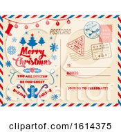 Clipart Of A Digital Christmas Party Postcard Invitation Royalty Free Vector Illustration
