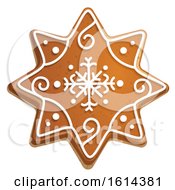 Clipart Of A Christmas Snowflake Gingerbread Cookie With Icing Royalty Free Vector Illustration