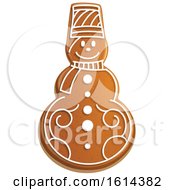 Clipart Of A Christmas Snowman Gingerbread Cookie With Icing Royalty Free Vector Illustration