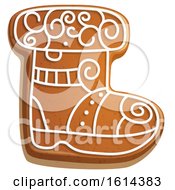 Clipart Of A Christmas Stocking Gingerbread Cookie With Icing Royalty Free Vector Illustration