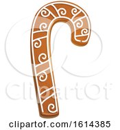 Poster, Art Print Of Christmas Candy Cane Gingerbread Cookie With Icing