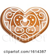 Clipart Of A Christmas Heart Gingerbread Cookie With Icing Royalty Free Vector Illustration