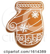 Clipart Of A Christmas Mitten Gingerbread Cookie With Icing Royalty Free Vector Illustration
