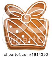 Poster, Art Print Of Christmas Gift Gingerbread Cookie With Icing