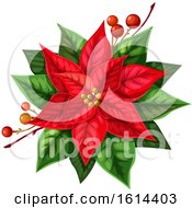 Clipart Of A Red Poinsettia Royalty Free Vector Illustration