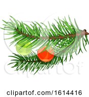 Clipart Of A Christmas Tree Branch Royalty Free Vector Illustration