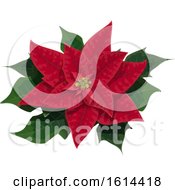 Clipart Of A Red Poinsettia Royalty Free Vector Illustration