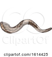 Clipart Of A Sketched Shofar Royalty Free Vector Illustration