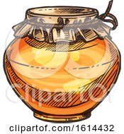 Clipart Of A Sketched Jar Of Honey Royalty Free Vector Illustration