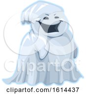 Clipart Of A Halloween Sheet Ghost Royalty Free Vector Illustration