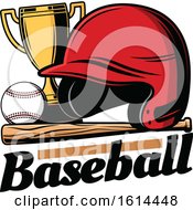 Clipart Of A Baseball With A Helmet Bat And Trophy Royalty Free Vector Illustration