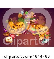Clipart Of A Halloween Background Royalty Free Vector Illustration
