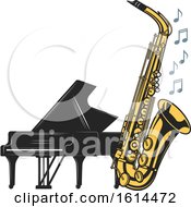Poster, Art Print Of Piano And Saxophone
