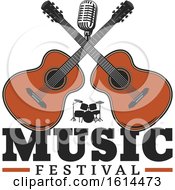 Clipart Of A Music Festival Crossed Guitars Design Royalty Free Vector Illustration