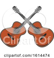 Clipart Of Crossed Guitars Royalty Free Vector Illustration