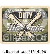 Clipart Of A Retro Styled Mechanic Design Royalty Free Vector Illustration