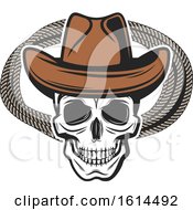 Clipart Of A Wild West Cowboy Skull Wearing A Hat Royalty Free Vector Illustration