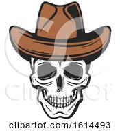 Poster, Art Print Of Wild West Cowboy Skull Wearing A Hat