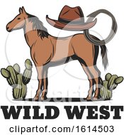 Poster, Art Print Of Brown Horse With Wild West Text