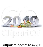 Clipart Of A 3d Green Springer Frog On A White Background Royalty Free Illustration